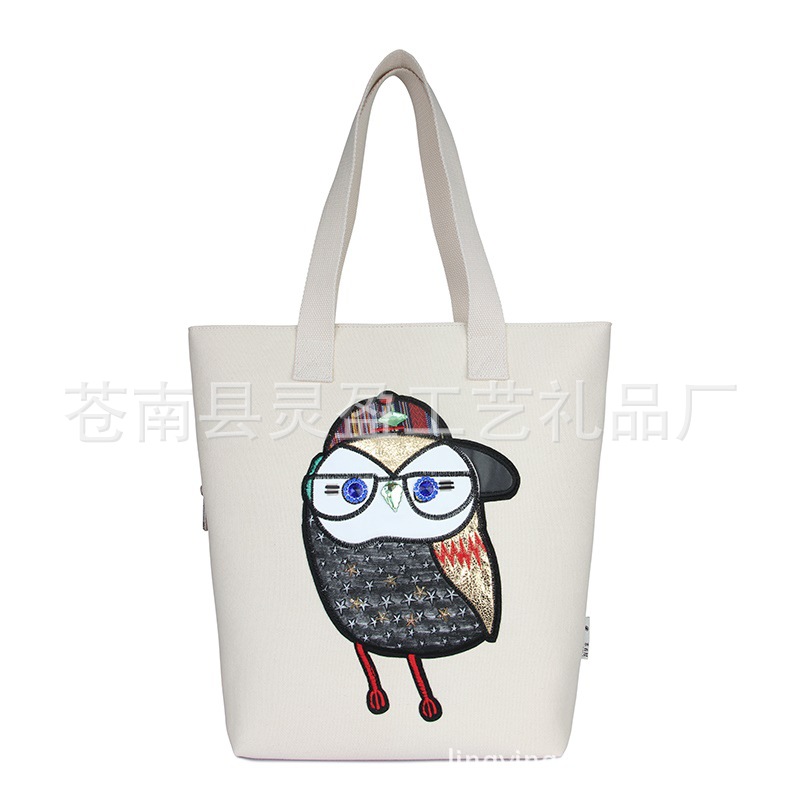 Owl Cloth Embroidery Canvas Handbag