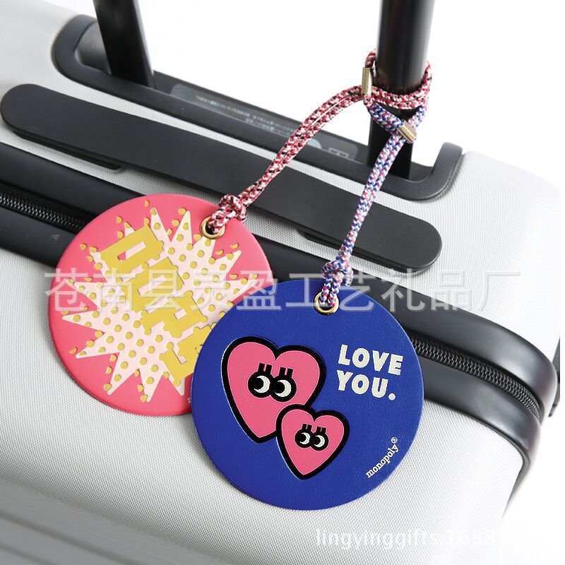 Colorful Printing Round Leather Travel Luggage Tag