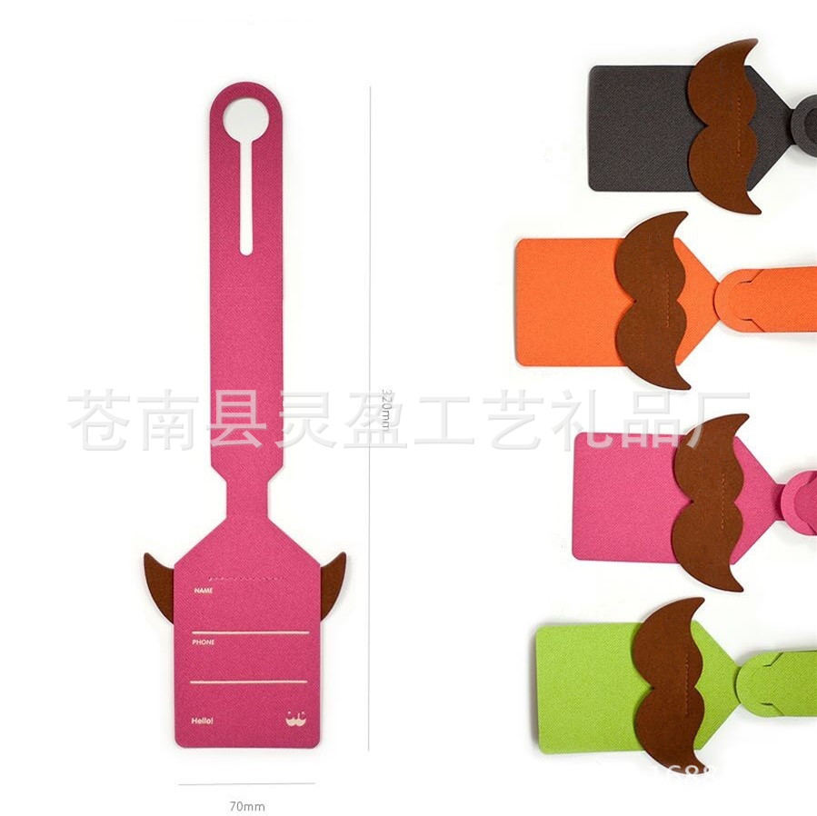 Mustache Multi-Colors Leather Luggage Tag; Handbag Tag; Baggage Identification Tag