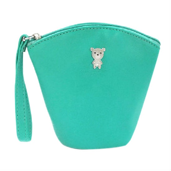 Cute PU Leather Coin Purse with Metal Bear, Leather Coin Bag