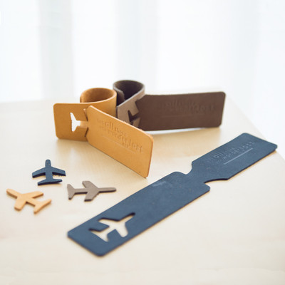 Colorful Airplane Genuine Leather Luggage Tag